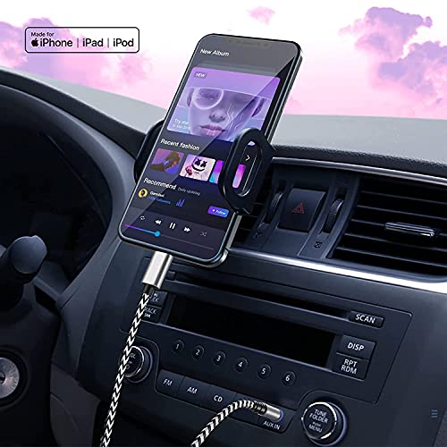 [Сертифициран Apple MFI] iPhone Aux кабел за стерео на автомобили, DeSoficon 2pack Moilning до 3,5 mm машки аудио кабел најлон плетенка