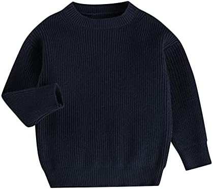 За новороденче, топла ракав џемпер џемпер, џемпер, џемпер, џемпер, момче пуловер, екипаж на екипажот плетен патент нагоре