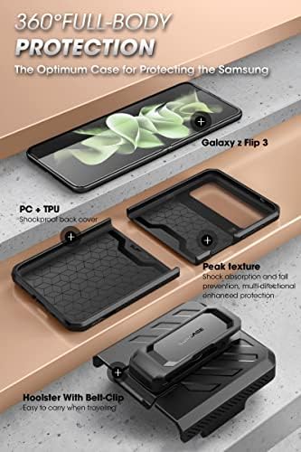 ПОТКРЕПА Еднорог Буба Про Серија Случај За Samsung Galaxy Z Flip 3 5G , Двоен Слој На Целото Тело Солиден Заштитен Случај Со Футрола
