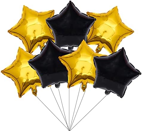 18 -инчни starвездички балони, 15 парчиња црно злато сребрена фолија хелиум балони за забавна декорација