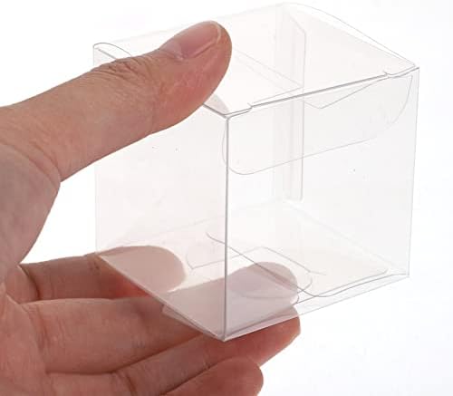 Cabilock 50 парчиња јасни кутии PVC пластична кутија за пакување Транспарентна кутија за подароци Макарон Кенди коцка кутии за свадбена забава