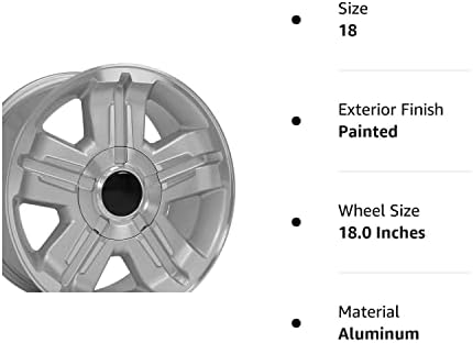 ОЕ Wheels LLC 18 инчен раб одговара на Chevy Silverado Z71 Wheel CV88 18x8 Silver Wheel Hollander 5300