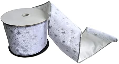 Идеја-занает бело со сребрена анасон жична лента за Божиќни занаети подарок DIY декорација, 4 W x 10yards H.