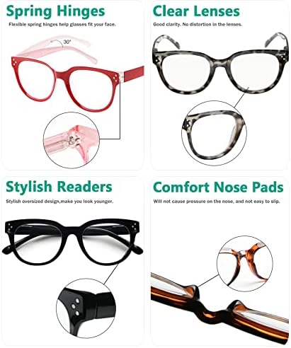 Eyekepper 4-пакувања со огромни очила за читање жени стилски читатели,+1,00