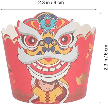 Bestoyard Mini Paper Cup 100 парчиња 2022 година, лагерски облоги за кекс, кинески новогодишни чаши за печење хартија, купови со чаши, кинески