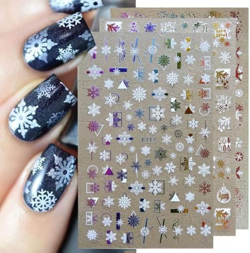 8 листови Божиќни налепници за уметност на нокти Налепници за зимски нокти на налепница Снежана Санта Елк Ноил Уметнички декорации ласерско