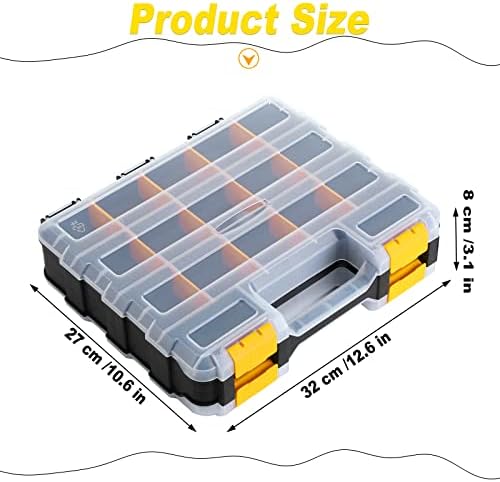 3 пакуваат двострани алатни кутии за хардвер за складирање на хардвер, мали делови, преносни пластични контејнери со 34 отстранливи делители