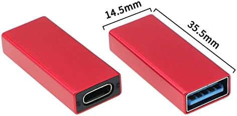 2pcs тип-c до USB 3.0 адаптер USB Cенски конектор конвертор за лаптопи/компјутерски таблет телефон за полнење кабел за полнач Хард диск 5Gbps црвен
