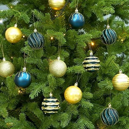 Божиќни украси на божиќни топка 30CT, 60мм/2,36 Сина и златна распрскувачка пластична декоративна орнаменти за Божиќни топки