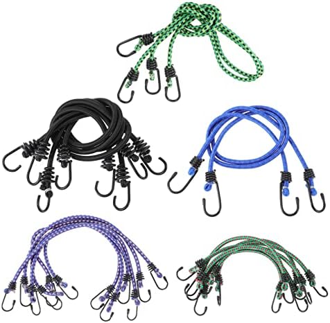 Јардве 20 парчиња еластично јаже со кука -банџи врзан багаж за јаже, тешки банџи жици, банџи, пакет со пакет за велосипедизам, чипка за гума од кабел за банџи