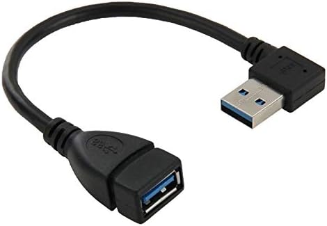 USB адаптер USB 3.0 Правен агол 90 степени за продолжување на кабелот за машко до женски адаптер, должина: 18 см.
