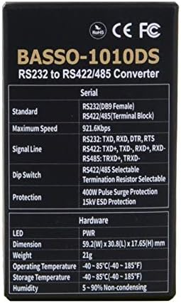 SystemBase - Изработено во Кореја - адаптер RS232 до RS422/485, индустриски сериски конвертор, мини големина, DB9 женски, терминален