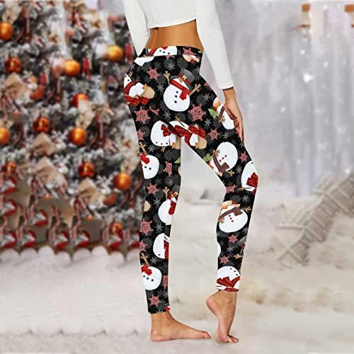 Божиќни хеланки за жени 2022 година Контрола на стомакот Контрола на модни печати панталони со високи тренинзи на половината Хулахопки за тенок