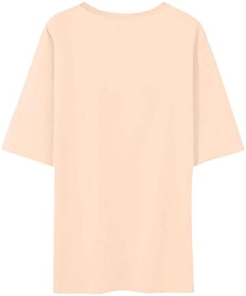 Велигденска маичка за жени среќна кошула симпатична зајаче кошули екипаж вратот краток ракав смешна кошула за печатење во боја