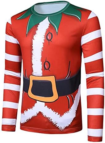 XXBR Божиќни маици за мажи, 3Д смешни Божиќни Дедо Мраз печати господин вратоврска Костими Обични екипи на екипаж на врвови