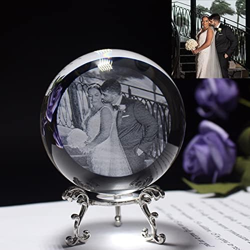 Xingfa персонализирана стаклена топка со фото прилагодена ласерска гравура стакло глобус дома украс кристална слика сфера роденденска