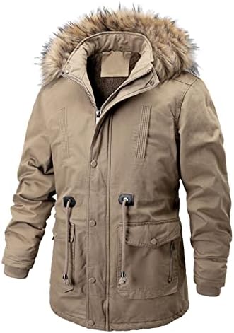 Машка качулка преголема преголема топла влечење на половината со средна должина цврста боја дебела памук зимски џемпер маж маж палто
