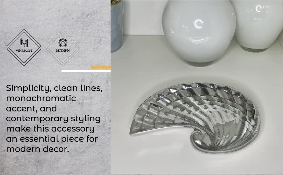 Сапун за сапун во форма на школка Choixe. Рачно изработен, стилски, изработен од рециклиран алуминиум. Еко-пријателски., Сребрена, 6.1''x4.3 ''