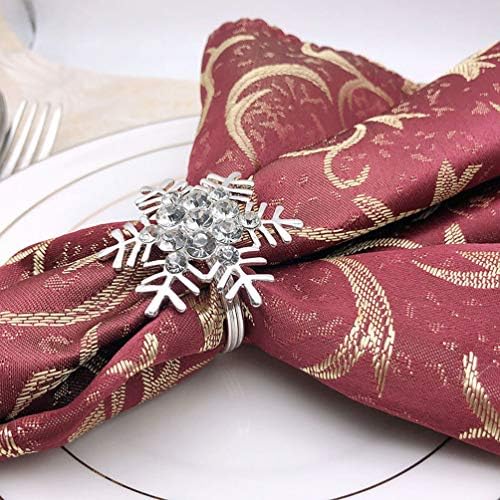 Upkoch 8pcs сребрена снегулка на салфетка прстени Божиќни салфетки за салфетка празнични кристали ринстони прстени за салфетка венчавки Божиќни табели вечера украси 5x