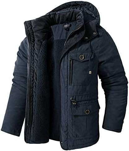 Adssdq Mens Down јакна, трендовски палти за одмор Менс со долг ракав зима плус големина одговара на ветроупорна јакна zipfront solid11