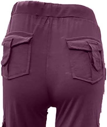 Jораса женски џемпери еластични панталони за половината на половината со средно кревање панталони копчето дното персонализирано со џеб