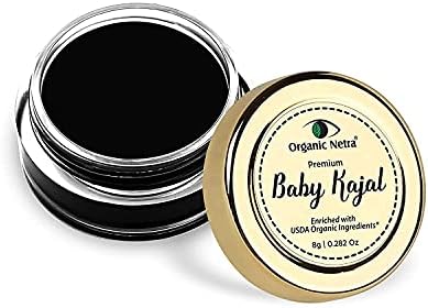 SJH Organic Netra Baby Kajal - природно, збогатено со овластени органски состојки на УСДА, кајал без хемикалии, отпорен на вода и долготраен - 8g