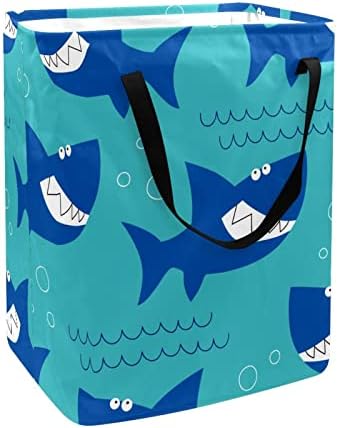 Океан Море Ајкула Патерн Печатење Склопувачка Пречка за Перење АЛИШТА, 60 ЛИТРИ Водоотпорни Корпи За Перење Корпа За Перење Облека Играчки Складирање За Спална Соб?