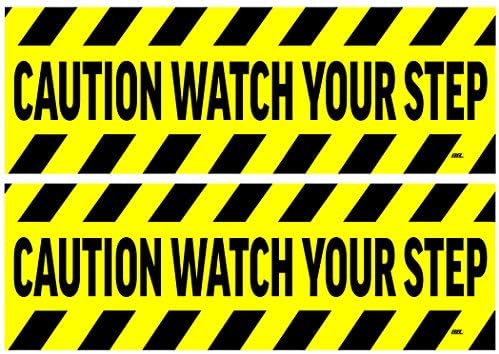 2 Пакувајте претпазливост Гледајте ја вашата налепница за налепници на чекори Поставете знак за предупредување 9x3 инчи винил
