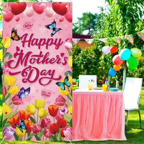 Среќен Мајки Ден Украси, 70.8 х 35.4 Мајка Ден Банер Врата Покритие, Шарени Среќен Ден На Мајката Украси Вратата Банер Мајки Ден Украси За Забава