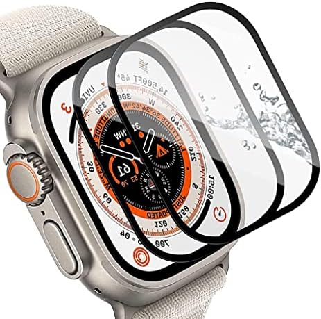 Apple Watch Ultra 49mm екранот заштитен екран за затегнување на стаклото со стакло, 49мм покриеност со цел екран Анти-гребење