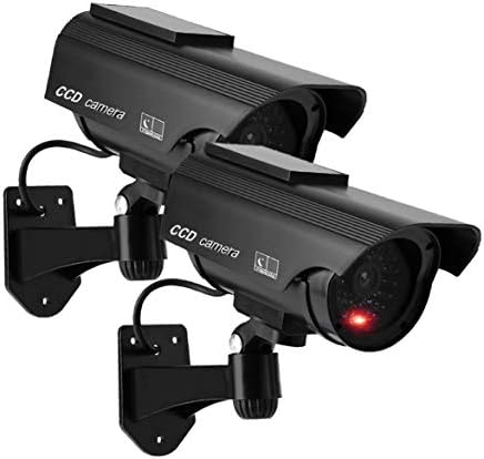 Ysucau соларна моќност куршум лажен симулиран надзор безбедност CCTV купола камера затворен/надворешна употреба со трепкачки црвено LED