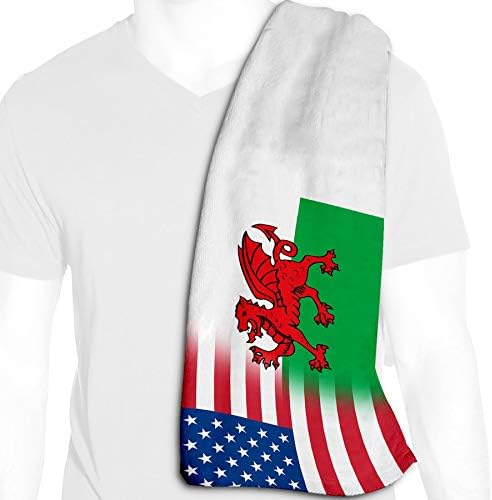 PressibBest Prine за ладење на микрофибер - 12in x 36in - знаме на Велс - знаме на Велс со САД