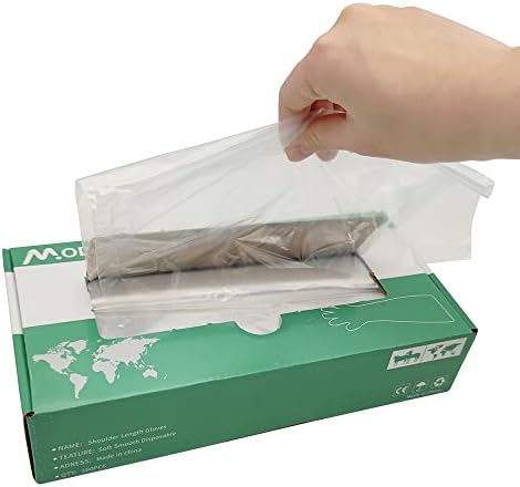 100 парчиња за еднократна употреба мек пластичен филм со долги ракави за рака, облекување ветеринарно вештачко оплодување нараквици