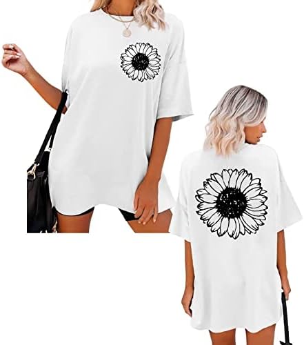 Женски плус големина врвови облечени обични, смешни букви графички графички кратки ракави екипаж кошули на плажа женски маици