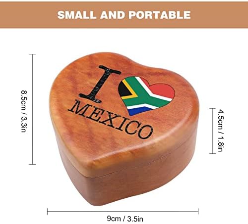 Loveубов South_Africa Mexico Wood Music Box гроздобер музички кутии подарок за Божиќ роденден Денот на вineубените во форма на срце