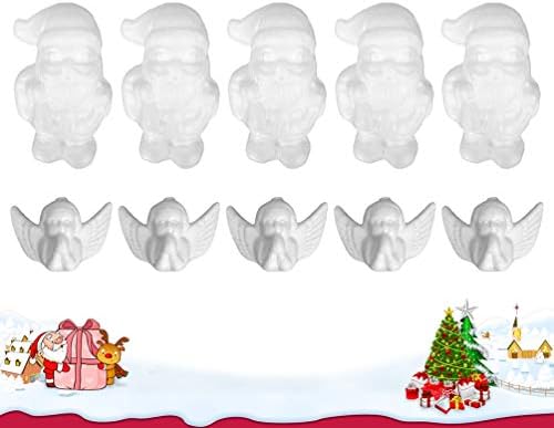 Абоофан Божиќен занает бел празен санта форми полистирен пена калапи украс за DIY занаетчиски проекти Божиќни забави