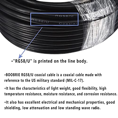 Boobrie 49.2ft n женски до RP-SMA машки кабел коаксијален RG58/U N-тип женски до RP-SMA машки низок загуба коаксен кабел 50ohmsn