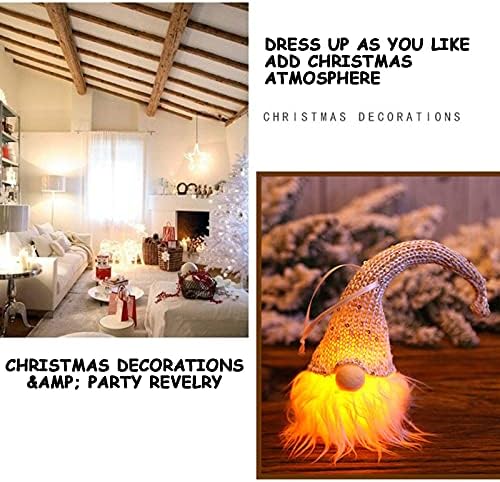 Рачно изработени гноми Божиќни украси, елки за елки за елка, ноќно светло, шведски кадифен гном скандинавски Санта елф виси дома
