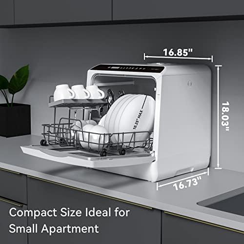 Purthitlux Countertop машина за миење садови, 5 програми за перење преносна машина за миење садови со 5-литарски вграден резервоар за вода