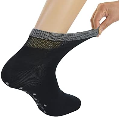 Yomandamor 6 пара беспрекорни дијабетични чорапи за мажи бамбус не лизгачки чорапи на глуждот
