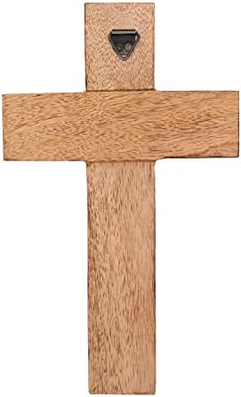 Самхита Манго Вуд wallиден крст, Исус Христос Цветен резба Семеен вкрстен декор, домашна декорација