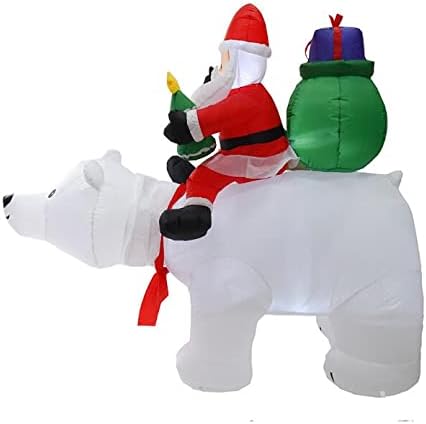 6 ft Божиќ на надувување Дедо Мраз со поларна мечка w/ светли LED диоди, огромни Божиќни украси на надувување, разнесени украси за двор за тревник