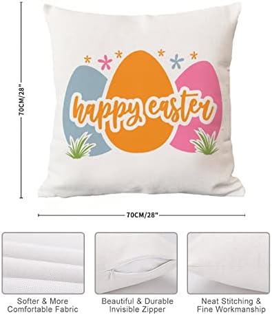 Среќен Велигден Велигденски фрлање перница капа Објавен зајачки перница кутија пролетна декор цвеќиња перница покритие плоштад декорт -перници
