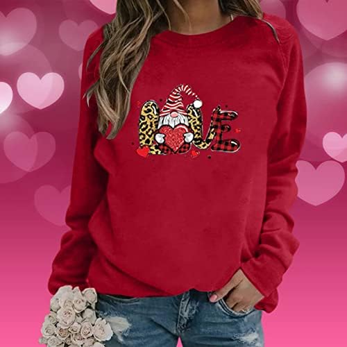 Денот на вineубените плус сизре џемпери женски симпатична графичка пулвер џемпер лабава карирана леопард гном срцеви кошули врвови