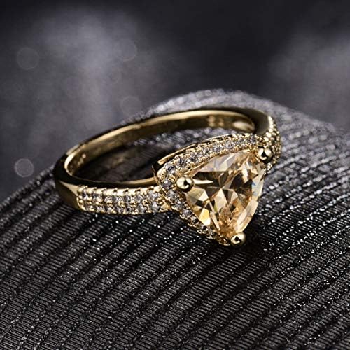 Riangle Sapphire Gemstone жолто злато исполнето жени дама дама венчален накит прстени