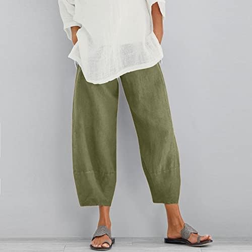 Ајомет летни панталони за жени, женски одмор печати капри панталони пријатни модни панталони за нозе со високи половини летни
