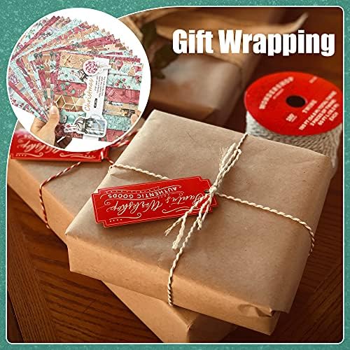 Yarumi 6 x 6 Божиќна пакет за хартија за книги, колекција за зимски белешки, влошки за хартија за хартија од црвена картон, весели