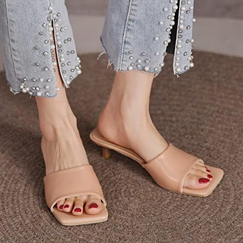 Жени обични сандали летни модни пролет и лето жени сандали peиркаат пети средна потпетица цврста боја едноставна обична стил голема големина