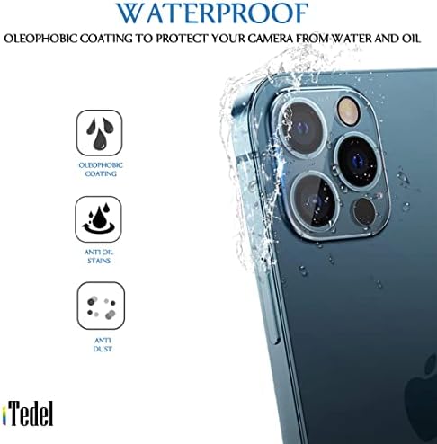 iTedel 3 Пакет iPhone 12 Заштитник На Објективот На Камерата Целосно Проѕирен, Со Висока Резолуција, Против Гребење и Отпечатоци Од Прсти