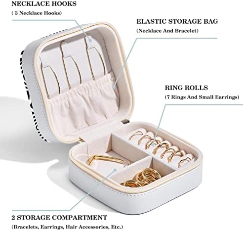 Javenproeqt црно -бело геометриски кутии за накит за мали патувања, мини дисплеј случај за девојчиња жени прстени обетки ѓердани за складирање